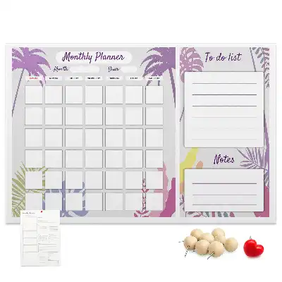 Printed Cork Monthly Planner Memo Board