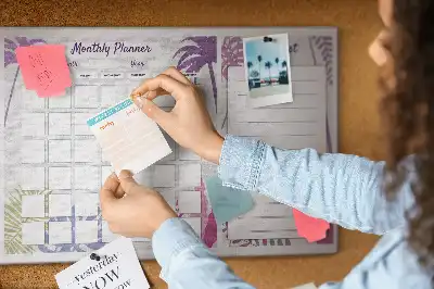 Printed Cork Monthly Planner Memo Board