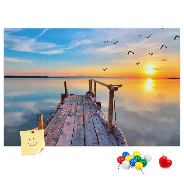 Printed Cork Memo Board Lake pier