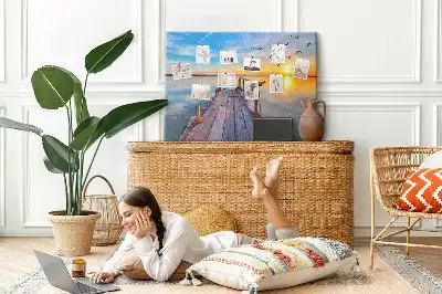 Printed Cork Memo Board Lake pier