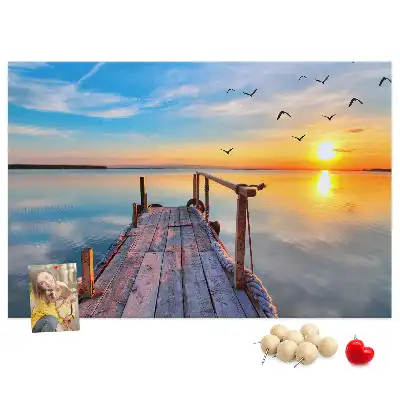 Printed Cork Memo Board Lake pier