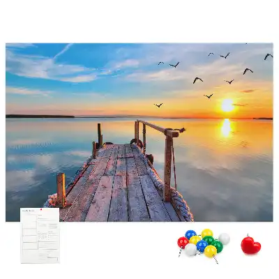 Printed Cork Memo Board Lake pier