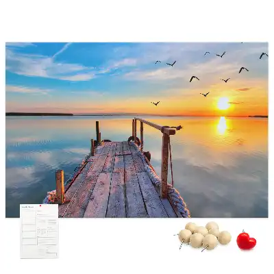 Printed Cork Memo Board Lake pier