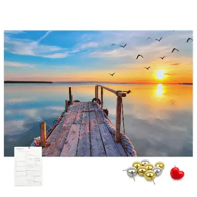 Printed Cork Memo Board Lake pier