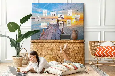 Lake Pier Printed Cork Memo Board