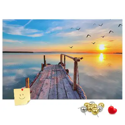 Printed Cork Memo Board Lake pier
