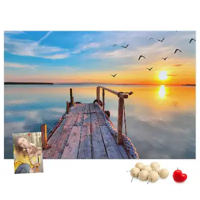 Printed Cork Memo Board Lake pier