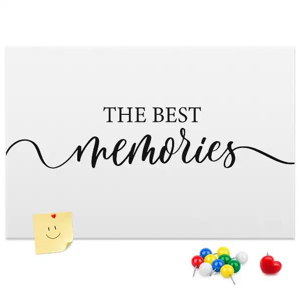 Printed cork board with memories lettering