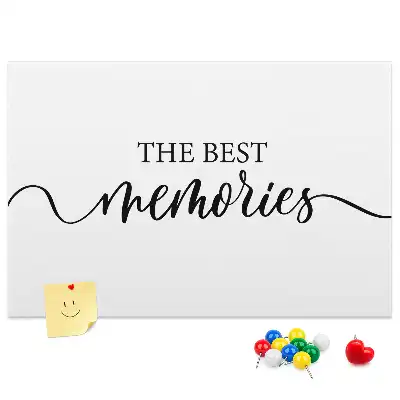 Printed cork board with memories lettering