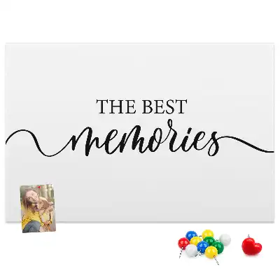 Printed cork board with memories lettering