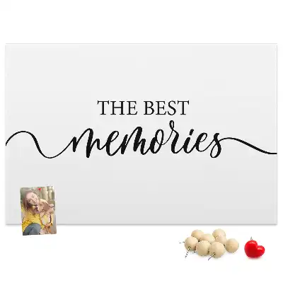 Printed cork board with memories lettering