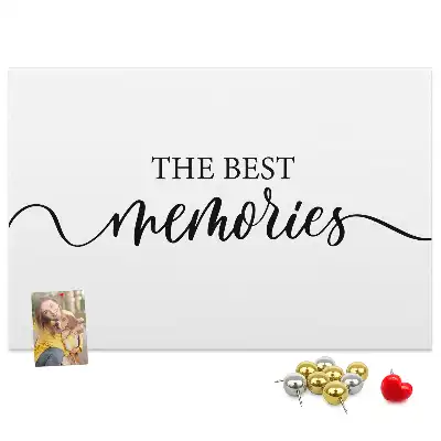 Printed cork board with memories lettering