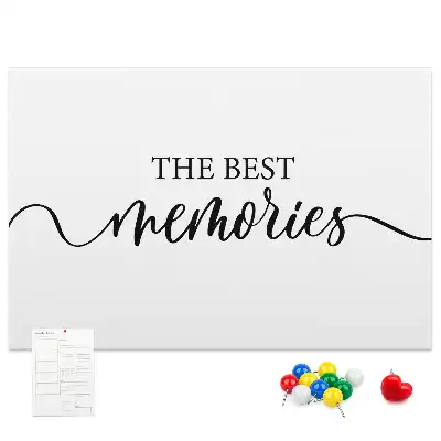 Printed cork board with memories lettering