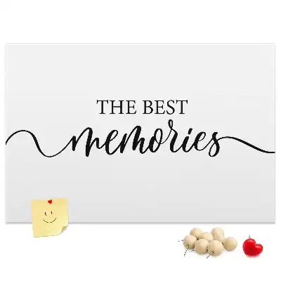Printed cork board with memories lettering