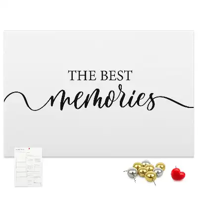 Printed cork board with memories lettering