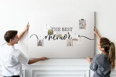 Printed cork board with memories lettering