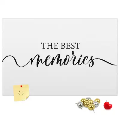 Printed cork board with memories lettering