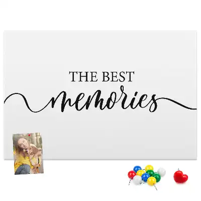 Printed cork board with memories lettering