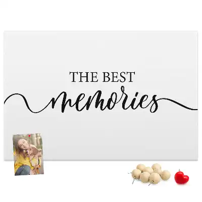 Printed cork board with memories lettering
