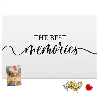 Printed cork board with memories lettering