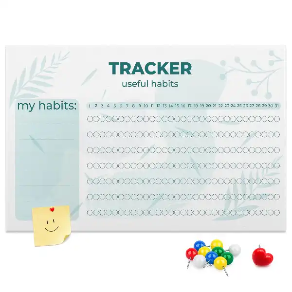 Printed Cork Memo Board Habit tracker