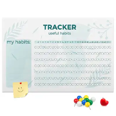 Printed Cork Memo Board Habit tracker