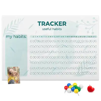 Printed Cork Memo Board Habit tracker