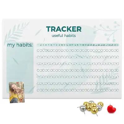 Printed Cork Memo Board Habit tracker