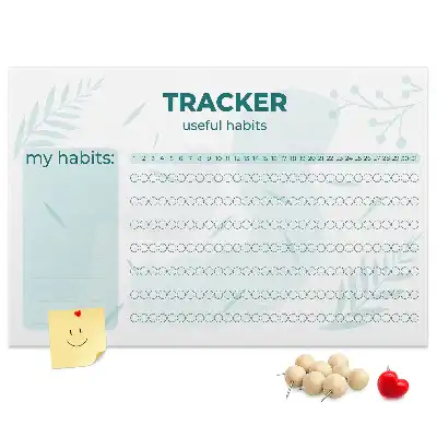 Printed Cork Memo Board Habit tracker
