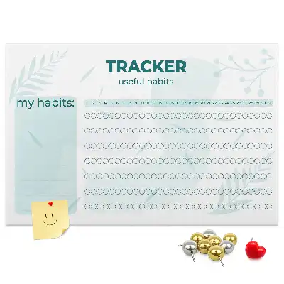 Printed Cork Memo Board Habit tracker