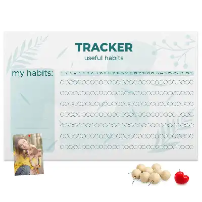 Printed Cork Memo Board Habit tracker