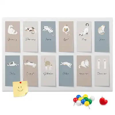 Cat shaped cork memo board calendar