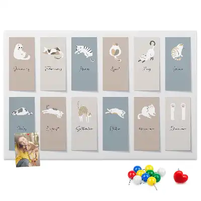 Cat shaped cork memo board calendar