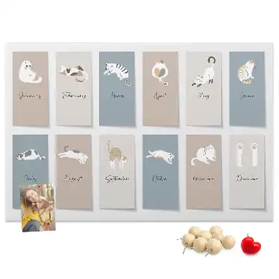 Cat shaped cork memo board calendar