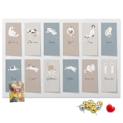 Cat shaped cork memo board calendar