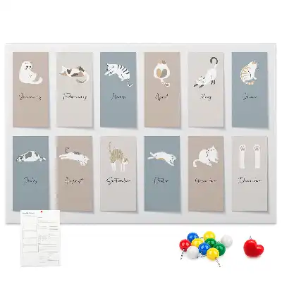 Cat shaped cork memo board calendar