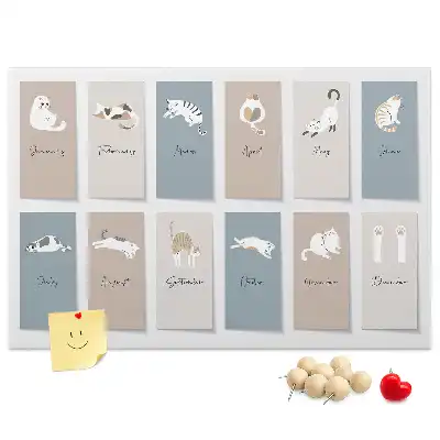 Cat shaped cork memo board calendar