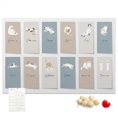 Cat shaped cork memo board calendar