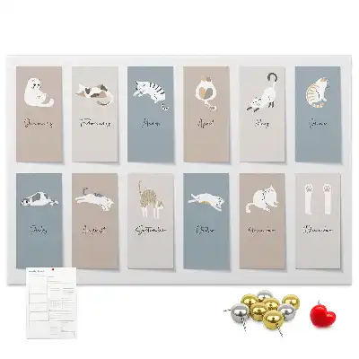 Cat shaped cork memo board calendar