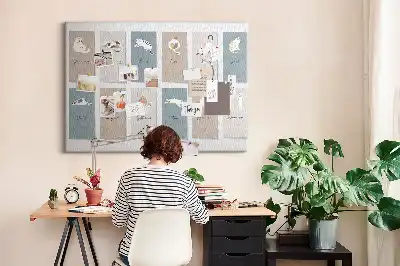Cat shaped cork memo board calendar
