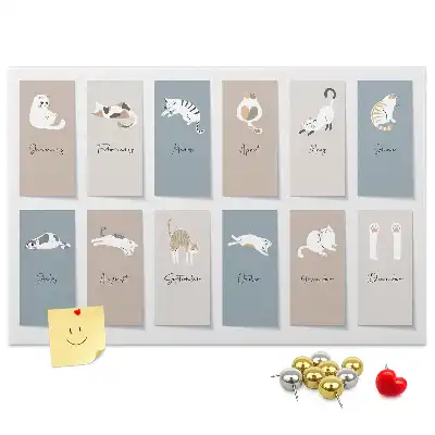 Cat shaped cork memo board calendar