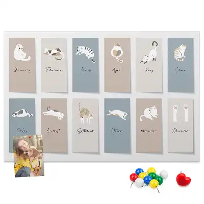 Cat shaped cork memo board calendar