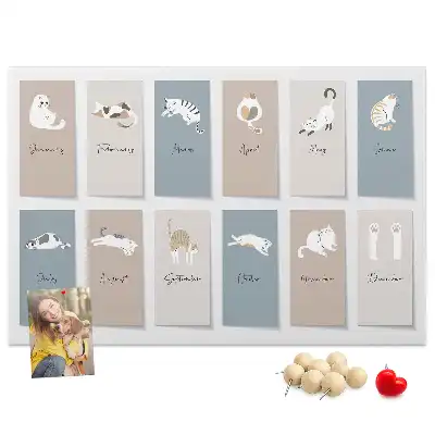 Cat shaped cork memo board calendar