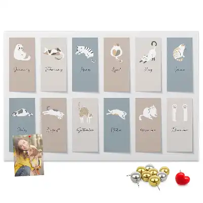 Cat shaped cork memo board calendar