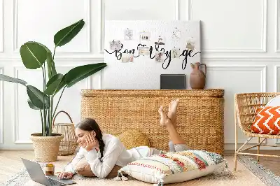 Printed Cork Memo Board Bon voyage lettering