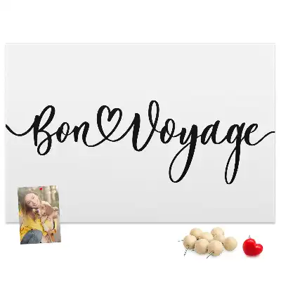 Printed Cork Memo Board Bon voyage lettering