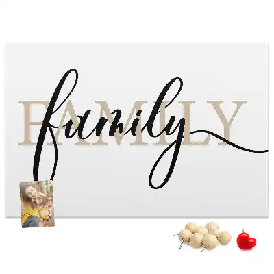 Family lettering cork memo board