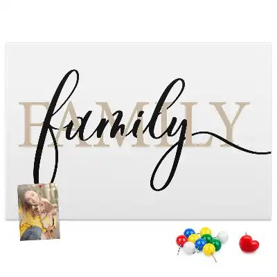 Family lettering cork memo board