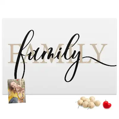 Family lettering cork memo board