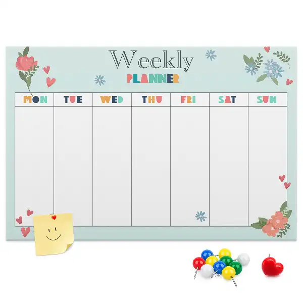 Weekly planner cork memo board